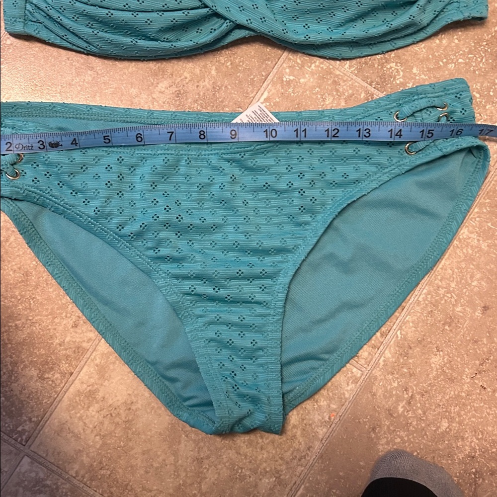 Time and Tru Turquoise Bandeau Bikini Large 12-14 - Picture 8 of 9